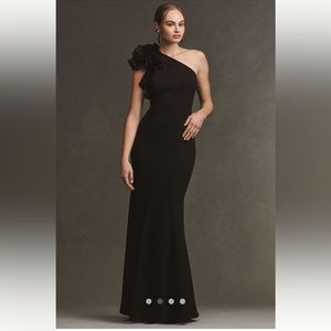 Aidan Mattox One-Shoulder Organza Ruffle Gown /Anthropologie